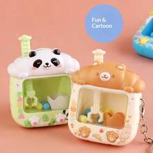 1 pieza Llavero mini máquina de garra para adolescentes, juguete antiestrés de animal de dibujos animados lindo, juego interactivo portátil para aliviar el estrés, amuleto divertido para bolso y regalo novedoso - Multicolor - Ver 4