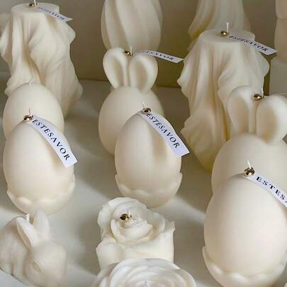 1pc Easter Egg & Rabbit Shaped Scented Candle, Smokeless Candle, Suitable For Home Bedroom Party Decor, Perfect Gift For Easter, Birthday, Dining Table, Kitchen