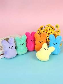 1个/6个复活节兔子毛绒玩具，卡通兔子玩偶，可爱聚酯纤维柔软毛绒兔子装饰品，适合节日和母亲节礼物，颜色随机 - 彩色 - 查看 8