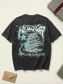 Hell Star Spiked Goggles Portrait Graphic Cotton Shirt Unisex Couple Matching Boyfriend Style Double Sided Print The Future Is Hell Star Acid Washed Cyber Grunge Y2K Summer Outfits Graphic Tees Men Oversized T Shirt Summer Clothes Men Fall Clothes Men Winter Clothes - 黑色 - 查看 6