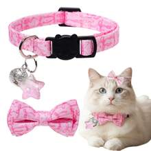 1个可拆卸蝴蝶结猫项圈，带铃铛和星星装饰，可调节扣环，耐用宠物项圈，附赠可爱发夹，适合猫咪和小型犬，是理想的宠物礼物。 - 彩色 - 查看 2