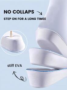 1 Pair Unisex Breathable Hidden Heel Insoles, Thick Soft Sole, Full Length Height Increase Insoles Suitable For Low/Mid-Top Shoes, Boots, Sneakers & Casual Shoes - Grayish Blue, 1.5cm - View 5