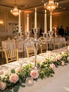 1个复古烛台，优雅银色金属烛台，三臂烛台，欧式烛台，家居装饰，银色烛台套装，非常适合生日派对、圣诞节装饰、新年节日摆设、客厅、卧室、厨房和家居装饰，房间装饰，圣诞礼物 - 彩色 - 查看 10