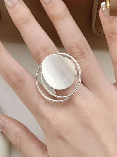 1pc Silver Color Brushed Matte Ring For Women New Fashion Creative Design Irregular Geometry Handmade Party Jewelry Gifts