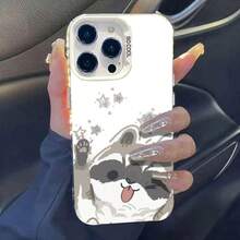 Funda de teléfono con diseño de dibujo animado de mapache kawaii para 17 16 15 14 13 12 11 PRO PLUS MAX # YGCYKHX1 traducido al español: YGCYKHX1 - Negro reflectante 6 - Ver 9