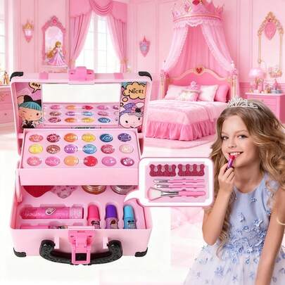 32 Peças Kit De Maquiagem Para Crianças Lavável/Conjunto Portátil Meninas