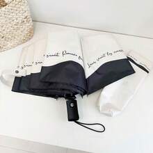 1pc Romantic French Style Automatic Umbrella, Black & White Trim, Versatile Sunshade & Rainproof, Artistic Design