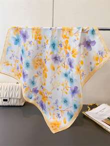 1pc Floral Print Bandana Scarf, Lightweight 70x70cm Square Headscarf For Women - Multicolor - View 2