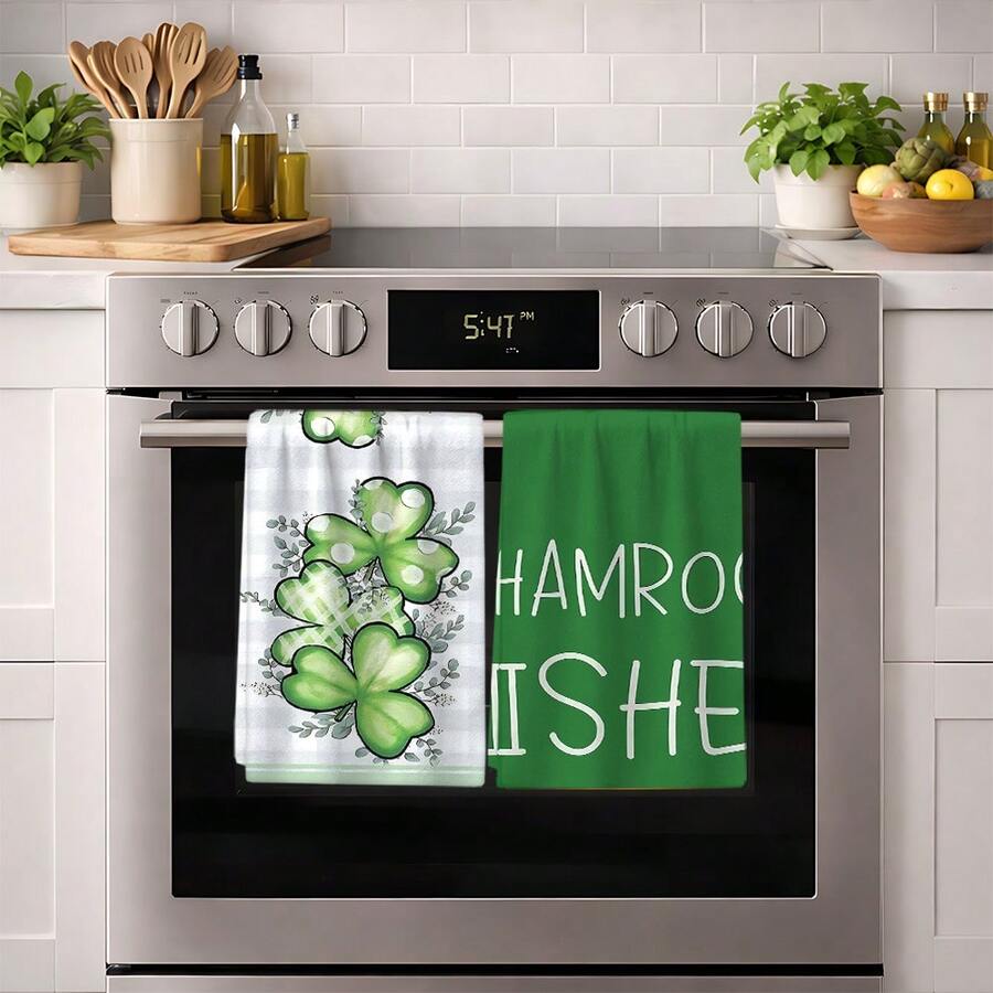 Bộ 2/4 khăn lau bát đĩa họa tiết cỏ ba lá, hoàn hảo làm quà tặng Ngày Thánh Patrick, trang trí, khăn lau siêu thấm hút bằng sợi microfiber hiện đại dùng để nấu ăn, nướng bánh, rửa bát, lau dọn, khăn lau tay, khăn lau chén, mềm mại và thấm hút cao, trang trí nhà bếp, quà tặng cho hàng xóm, mẹ, sinh nhật, tân gia cho bạn bè, đồ dùng nhà bếp thiết yếu, nhu yếu phẩm hàng ngày. - Nhiều màu - Xem 1