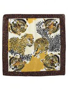 2条经典豹纹印花头巾，男女通用街头时尚发带，发巾，颈巾配饰 - 彩色 - 查看 6