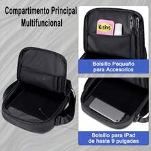 CYPNBolso bandolera cruzado para hombre pequeño 3L resistente al agua con múltiples bolsillos compatible con iPad Mini de hasta 8.3" para celular oficina y uso casual color negro.Fashion - 219839877 - Ver 5
