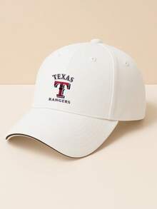 Classic Sandwich Baseball Cap For Men And Women Fashionable Sporty Design With Texas Rangers Embroidery Logo Casual Outdoor Wear Adjustable Fit For Everyday Activities And Athletic Use Perfect For Fans Of The Team Lightweight Breathable Fabric Ideal For Travel Hiking Camping And Daily Commute Stylish Look That Combines Comfort And Functionality Suitable For All Seasons - 白色 - 查看 2