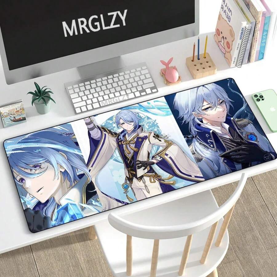 Kamisato Ayato Non-Slip Mouse Pad Genshin Large Desk Mat Gaming Mouse Pad Rubber Keyboard Mousepad  Mouse Mats For PC - 15.75*31.5英寸 - 查看 1