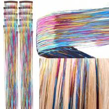 QY- Clip In Hair Tinsel 12 Pcs Hair Tinsel Kit For Girls 22 Inch Glitter Fairy Hair Extensions Colorful Heat Resistant Party Festival Accessories For Women 3- Colors -3788 - 3種顏色 - 查看 2