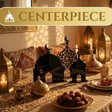 3 Pcs Eid Party Table Centerpieces, Middle Eastern Style Centerpieces, Ramadan Moon Tower Set, Ramadan Table Sign, Three-Dimensional Castle Acrylic Mirror Table, Festive Home Decoration Tabletop Ornaments, Ramadan Supplies, Study Decoration