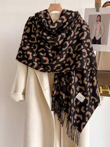 1pc Elegant Vintage Leopard Print Jacquard Faux Cashmere Scarf, Women's Fashion Versatile Warm Shawl Wrap For Daily Matching And Decoration - Multicolor - View 19