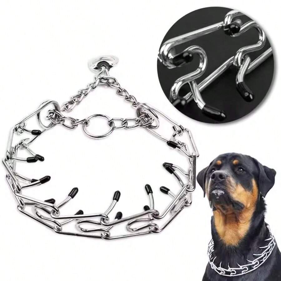 Adjustable Pet Dog Training Collar Pet Choke Collars Dog Necklace Detachable Training Dog Chain Stainless Steel Pet Prong Collar Dog Training Prong Collar Dog Pinch Collar Chrome Plated Steel Prong Collar With Quick Release Snap For Medium And Large Dogs - Multicolor - View 1