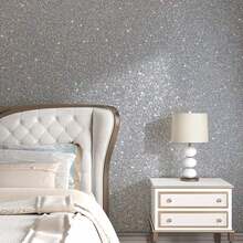 1 Roll 17.7inX196.8/118.1 Grey Glitter Wallpaper Stick And Peel Sparkling Wallpaper Vinyl Glitter Contact Paper Modern Removable Silver Glittery Bling Wallpapers Accent Wall Peel And Stick Countertops Furniture DIY - Grey - View 5