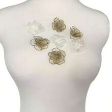 10片白色和金色3D立体花卉蕾丝贴花 - 优雅刺绣花朵装饰，适用于服装、包包、舞蹈服、DIY手工、布贴缝纫、服装辅料，用途广泛，可用于缝纫、钩编、针线活、十字绣、成人手工、自制项目、毛衣配饰、帽子和围巾制作，是个性化礼物、奶奶礼物、手工礼物和母亲节的理想之选。 - 彩色 - 查看 6