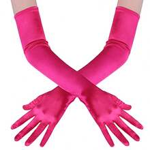 Satin Long Bridal Gloves, Vintage Style For Wedding Photography, Travel Shooting, Sun Protection, Wedding Dress & Gown - Multicolor - View 5