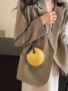 Explosive Mini Chain Bag, Cartoon, Apple Creative, Strange, Bright Face, Sense Of Quality, One Shoulder Crossbody, New Small Round Bag, Compact, Portable, All-Matching, Commuting Out Of The Street - Multicolor - View 4