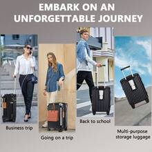 Joyway 5 Piece Luggage Set With Cup Holder, Expandable 25% Capacity, Includes Handbag, Anti Slip Wheels, Hook, Smart Carry On Suitcase For Men And Women Lock YKK Zippers Perfect For Business Trips, Back To School Season, Vacations Or Weekend Getaways - màu đen - Xem 9