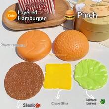 Bestselling Creative Realistic Disassemble Hamburger Squeeze Toy, Stress Relief Fidget Toy, Perfect Gift, Tension Release - Multicolor - View 5