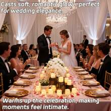 12支装无焰许愿蜡烛，无焰电子仿真蜡烛，电池供电LED茶蜡，暖白光，适用于婚礼、户外、桌面装饰和浪漫礼物——情人节、节日装饰的理想之选