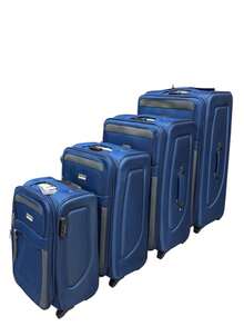 Fabric Travel Suitcase On Wheels - Navy Blue - View 6