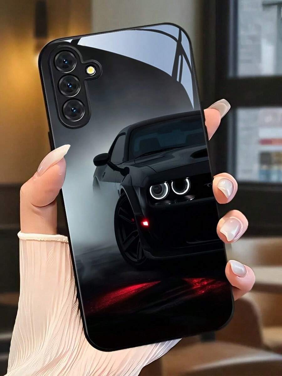 Simple Black Sports Car Phone Case With Glass Texture. Suitable For IPhone 17, 16, 15, 14, 13, 12, 11, Pro Max Plus, Galaxy 25/24/23/22/21/ULTRA/PLUS/FE/Able-Pri71/56/55/54/53/52/36/35/34/26/25/23/16/15/14/13/06. Tailor-Made Phone Case For Fashionable Perfection. - 彩色 - 查看 1