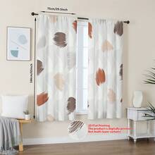 两片装北欧风格抽象2D印花窗帘，简约半遮光，适用于客厅和卧室，营造温馨舒适的家居装饰氛围 - 彩色 - 查看 11