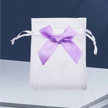 30个/20个/10个/1个带蝴蝶结的紫色欧根纱袋，3.5x4.7英寸欧根纱首饰袋，束口袋，婚礼回礼袋，礼品包装袋，礼品袋，家居用品，尼龙收纳袋，节日派对用品，婚礼用品，礼品装饰包装，小型包装袋，情人节批量礼品，派对回礼袋 - 白色歐根紗紫色蝴蝶結 - 查看 3
