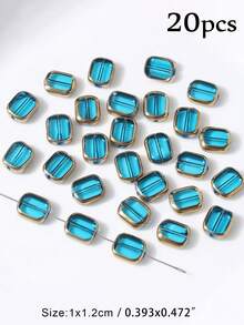 EECLYCJ 20颗复古风格10x12毫米长方形玻璃珠，金边，适合女性DIY友谊手链、耳环、项链、手机链、波西米亚风首饰制作材料