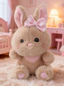 4个15厘米/5.90英寸复活节兔子毛绒玩具，可爱动物兔子带蝴蝶结，填充动物玩偶，装饰创意礼物，适合儿童生日派对、家居装饰、女孩房间装饰 - 彩色 - 查看 4