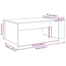 vidaXL Mesa baja Chêne artesanal 95 x 50 x 34 cm madera de ingeniería - Marrón - Ver 8