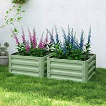 Outsunny 2' X 2' X 1' 2-Pieces Raised Garden Bed With Galvanised Steel Frame For Vegetables, Flowers, Herbs, Light Green - Green - View 6
