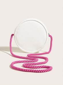 1pc Girls' PU Fuchsia Donut Shaped Cute & Fun Crossbody Bag - Mauve Purple - View 4