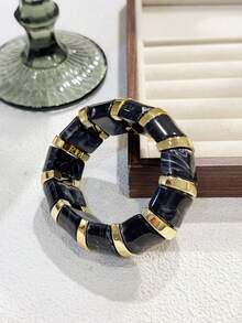 1pc Women's Beaded Bracelet, Bohemian Style Beaded Resin CCB Elastic Bracelet, Suitable For Vacation Wear - Beaded Elastic Bracelet - View 11