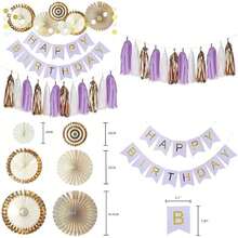 Kit Completo para Fiestas de Cumpleaños - Set de Decoración Premium para Fiesta de Cumpleaños - Abanicos, 'Happy Birthday', Guirnalda, Borla(default) - Multicolor - Ver 1
