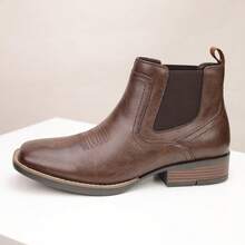 Giày bốt cao bồi nam mũi vuông, kiểu dáng slip-on, phù hợp mọi thời tiết, dùng cho công sở và thường ngày, kiểu Chelsea - Botines - Cà phê nâu - Xem 9