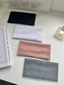 1/3/4/5PCS Casual Versatile Simple Solid Color Sports Headband Hair Band Turban Headband Sweatband Fall Winter Hair Accessories For Women For Vacation Outfits Woman Elegant Scarf Women Bandana Soft Headwrap - Multicolor - View 3