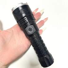 1pc Super Bright LED Flashlight, Aluminum Alloy, 5 Lighting Modes, Zoomable Outdoor Flashlight, Type-C Rechargeable Flash Light, Outdoor Portable Tactical Torch, Strong Handheld Lantern, For Camping, Fishing, Hiking, Hunting, Cycling, Emergency, Work