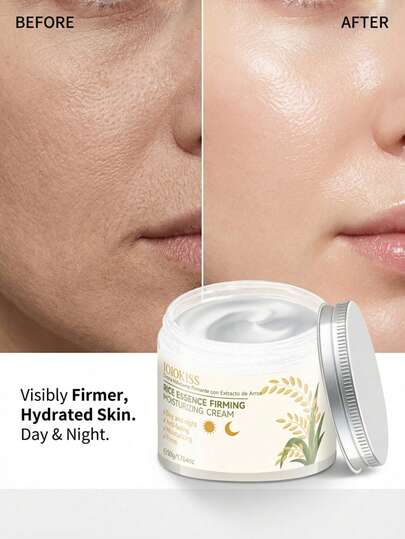 Crema hidratante y reafirmante de esencia de arroz IOIOKISS, 50g. Extracto natural de arroz para el cuidado facial, hidratación profunda y nutrición. Mejora la piel seca y áspera, reduce las arrugas y las líneas finas, levanta y reafirma, ilumina el tono de la piel. Crema reparadora de día y noche, suave y no irritante, nutritiva e hidratante, apta para todo tipo de pieles, cuidado facial para mujeres