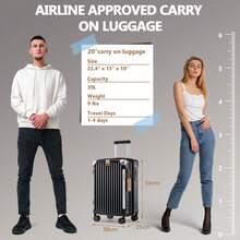 Joyway 5 Piece Luggage Set With Cup Holder, Expandable 25% Capacity, Includes Handbag, Anti Slip Wheels, Hook, Smart Carry On Suitcase For Men And Women Lock YKK Zippers Perfect For Business Trips, Back To School Season, Vacations Or Weekend Getaways - màu đen - Xem 7