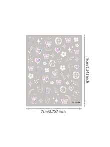 2 Pieces Of Valentine's Day Embossed Nail Art Stickers Y2K Retro European Hot Stamping And Hot Silver Masonry Enamel Butterfly And Flower Shooting Star Love Art Pattern Y2K Nail Art Decoration Stickers Suitable For Nails/Mobile Phone Cases/Book Packaging Girly Heart Nail Art Design Holiday Gift DIY Handmade Decoration Stickers - Multicolor - View 8