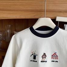 男童长袖T恤，2026春季新款休闲刺绣百搭可爱舒适上衣 - 米色 - 查看 9