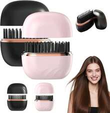 Mini Straightener, Rechargeable Portable 2 In 1 Hair Cordless Straightener Brush Fast Heating Hot Comb For Home Travel Gift, Anti Scald Shell Lightweight Portable 3-Speed Temperature Control - Black - View 9