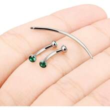 F136 Titanium 16g 6/8/10mm Eyebrow/Rook/Snug/Vertical - Labret/VCH/Snake - Eyes/Anti - Tragus/Christina/Daith/Belly - Button/Bridge/Hood/Surface Curved Barbell Piercing Jewelry Women Men - 8 毫米(5/16 英吋)+ 綠色 - 查看 3