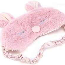 Qkiss 5 Colores Cute Animal Mscara de Ojo Antifaz para Dormir Christmas Deer Winter Cubierta de Sombra de Ojos y Cmoda(Conejo Rosa) - como se muestra en la figura - Ver 4