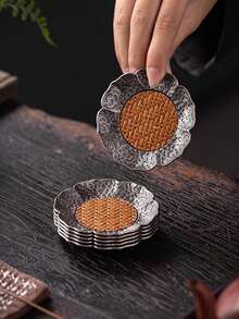 1pc Vintage Silver-Color 7-Inch Lotus Zinc Alloy Coaster, Elegant Heatproof Mat For Tea Room, Home Decor, Office Reception, Sophisticated And Suitable For All Seasons - Multicolor - View 9